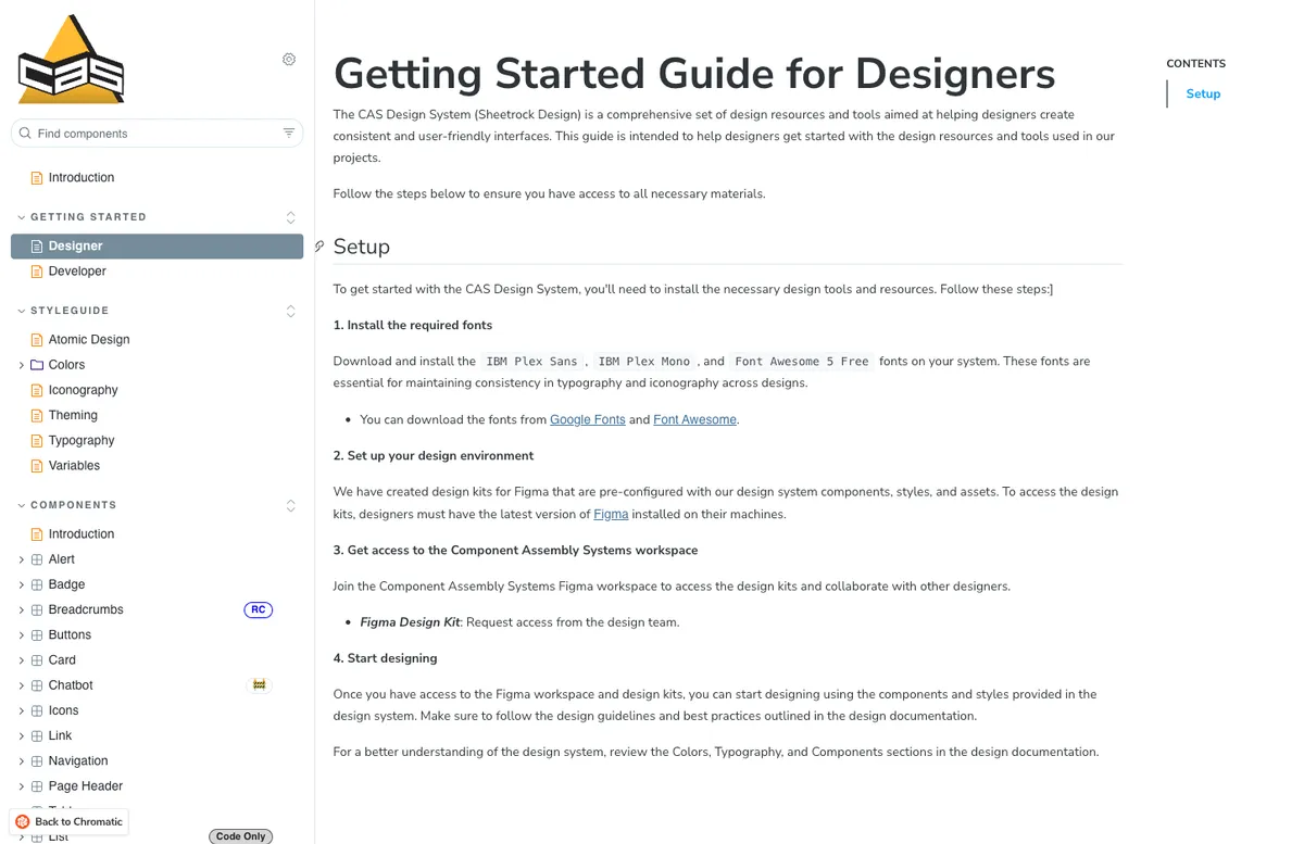 Getting Started screen on Storybook